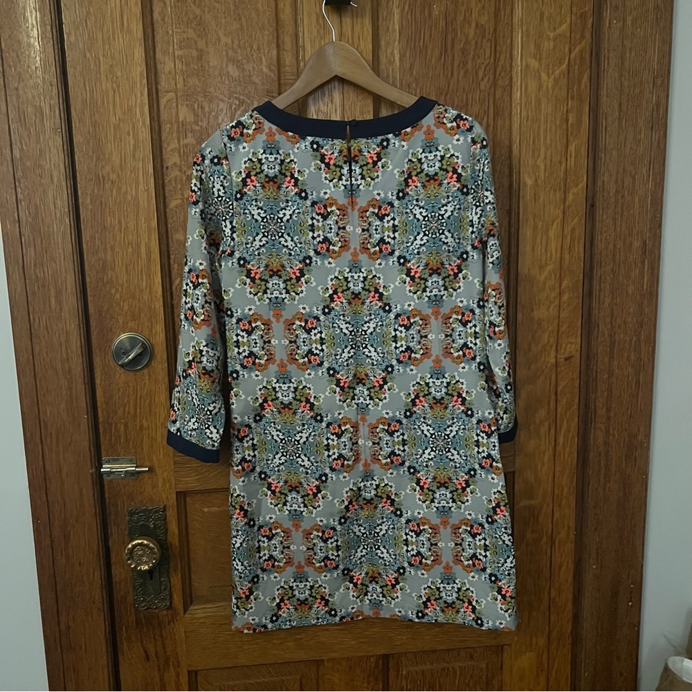 J. Crew Factory Misty Fog Floral 2 Shift Dress Knee Length Kaleidoscope - Picture 9 of 9